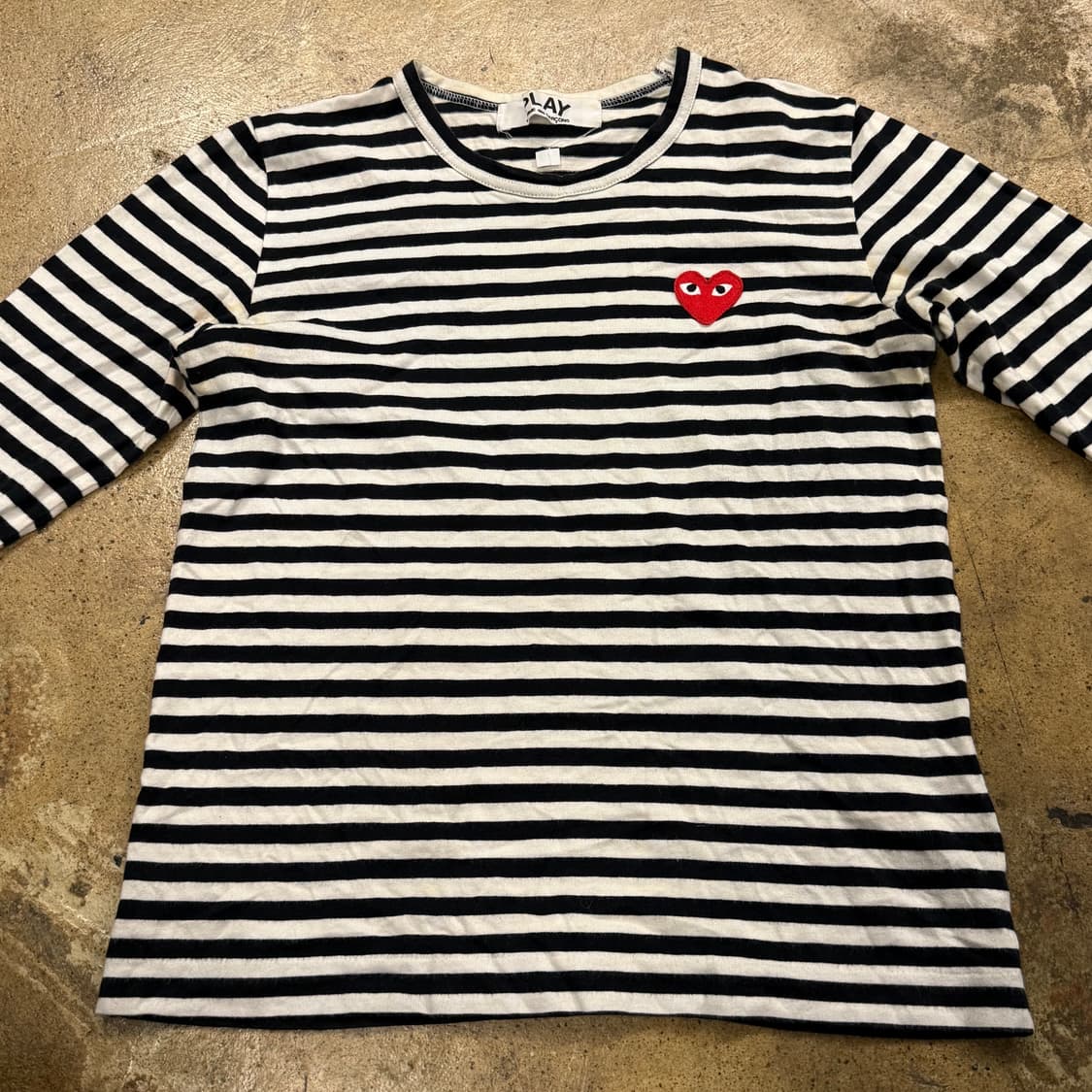 꼼데가르송 블랙 흰검 스트라이프 단가라 롱슬리브 긴팔 티셔츠 상품이미지3