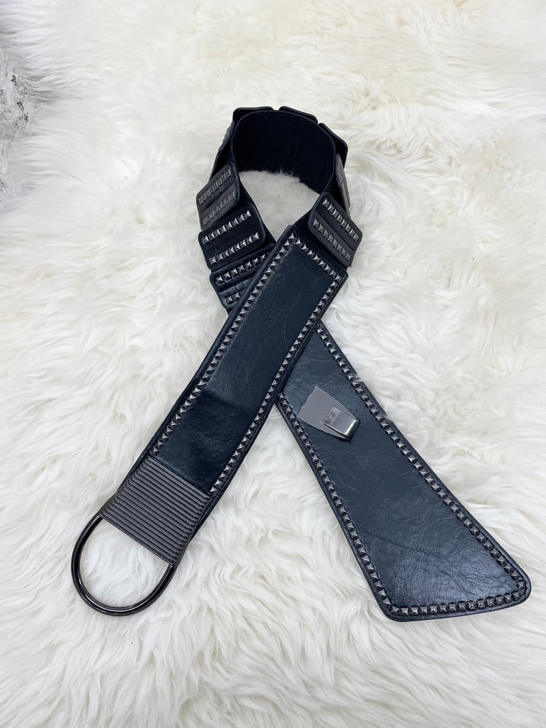 락시크 스터드 와이드 버클 벨트 상품이미지4