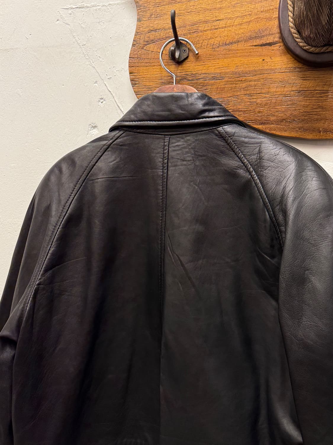 90s Double-Breasted Leather Car Coat 상품이미지6