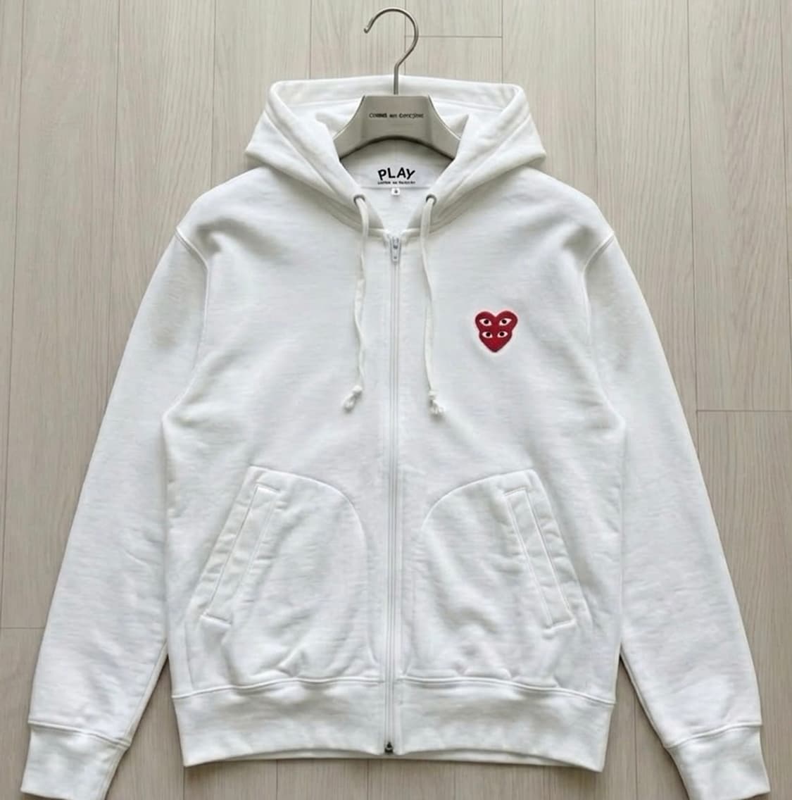 (S급)꼼데가르송 플레이 더블하트 화이트 후드집업 상품이미지1