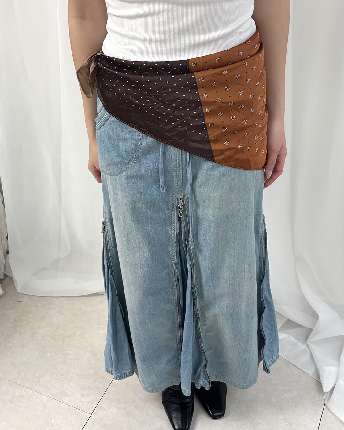 diagonal three-pattern square scarf 상품이미지10