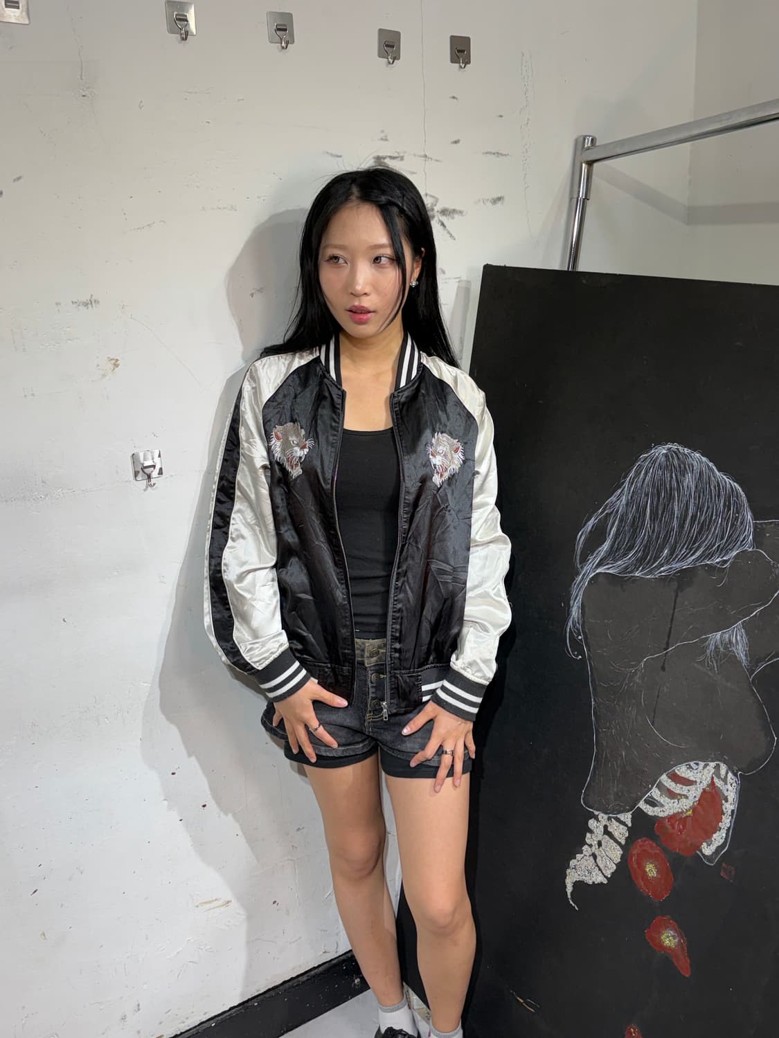 JPN 백호 오리엔탈 자수 스카잔 일본 빈티지 수니베어 스카쟌 M 상품이미지2