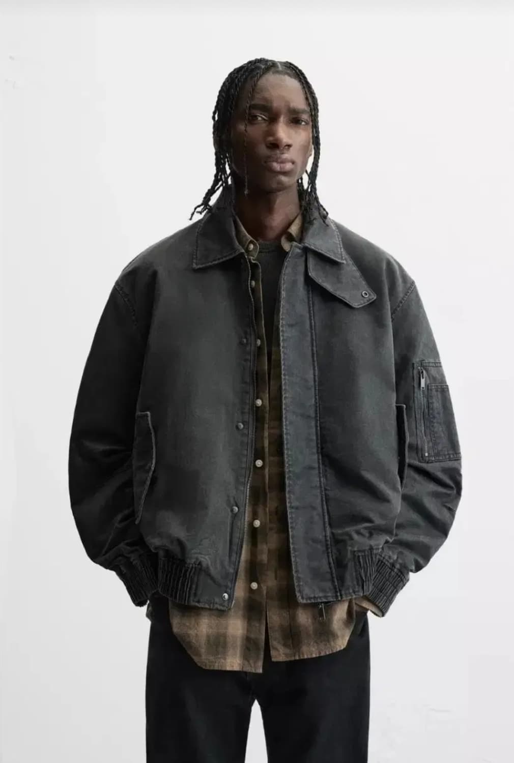 자라 가먼트다잉 워싱 마원 점퍼 MA-1 상품이미지4