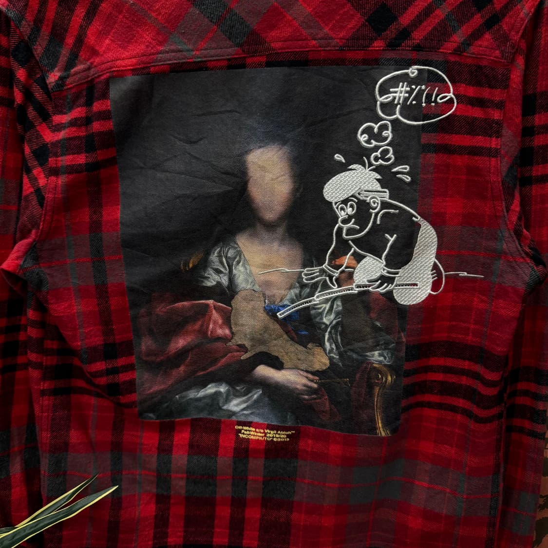 2019 F/W 오프화이트 플란넬 셔츠 후면 빅프린팅 포인트 레드 상품이미지6
