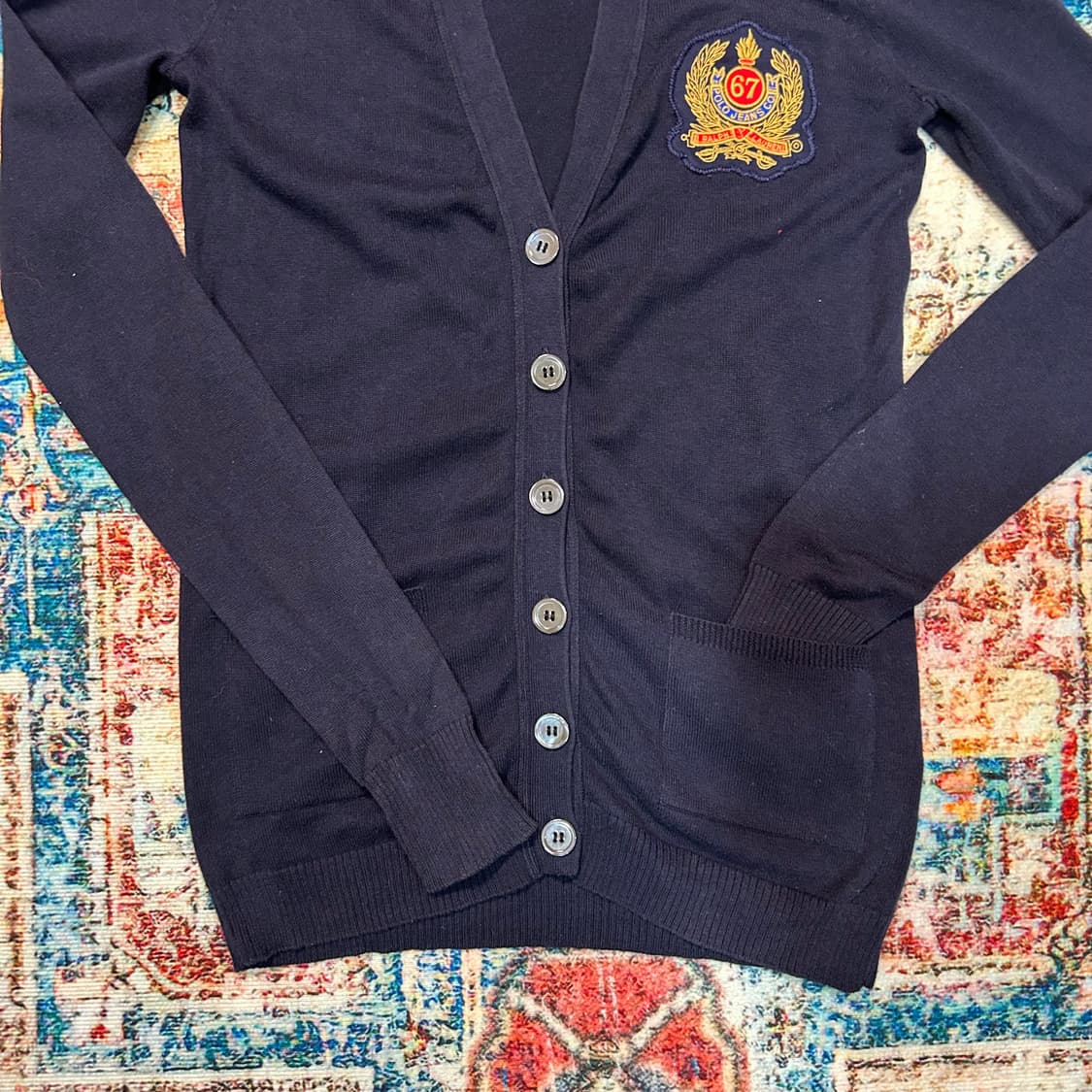 [S] polo jeans company 로고 패치 가디건 상품이미지3