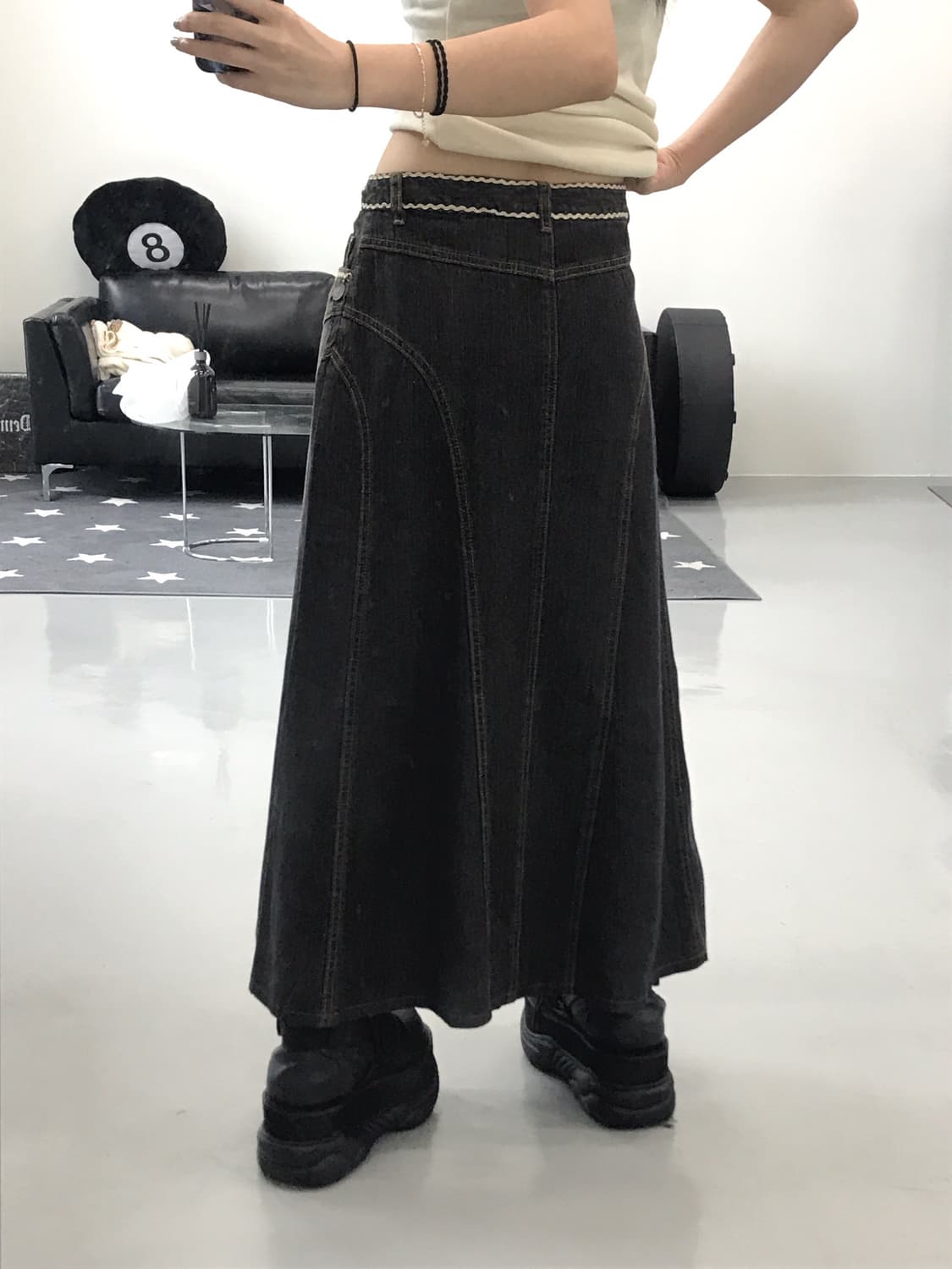 Jpn Charcoal Detail Long Skirts 상품이미지3
