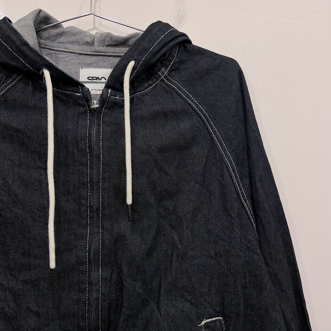 스파오 셔링 래글런 생지 데님 후드자켓 상품이미지1