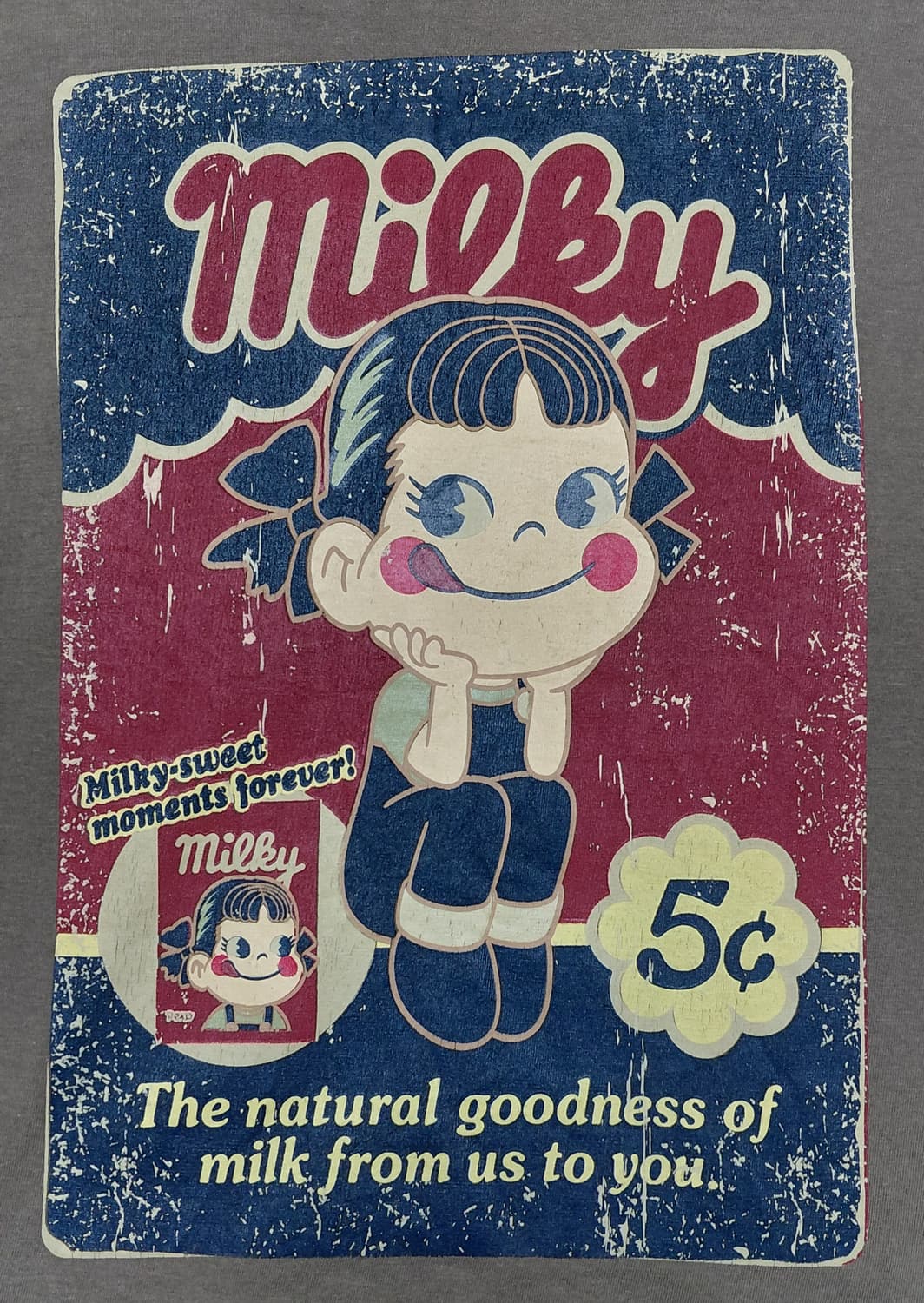 [L] 빈티지 페코짱 & 포코짱 레트로 밀키(Milky) 반팔 티셔츠 상품이미지9