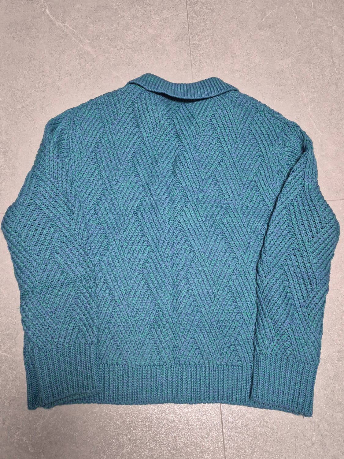 애프터프레이 롬버스 인타르시아 집업 니트 폴로 다크 민트 M 상품이미지2