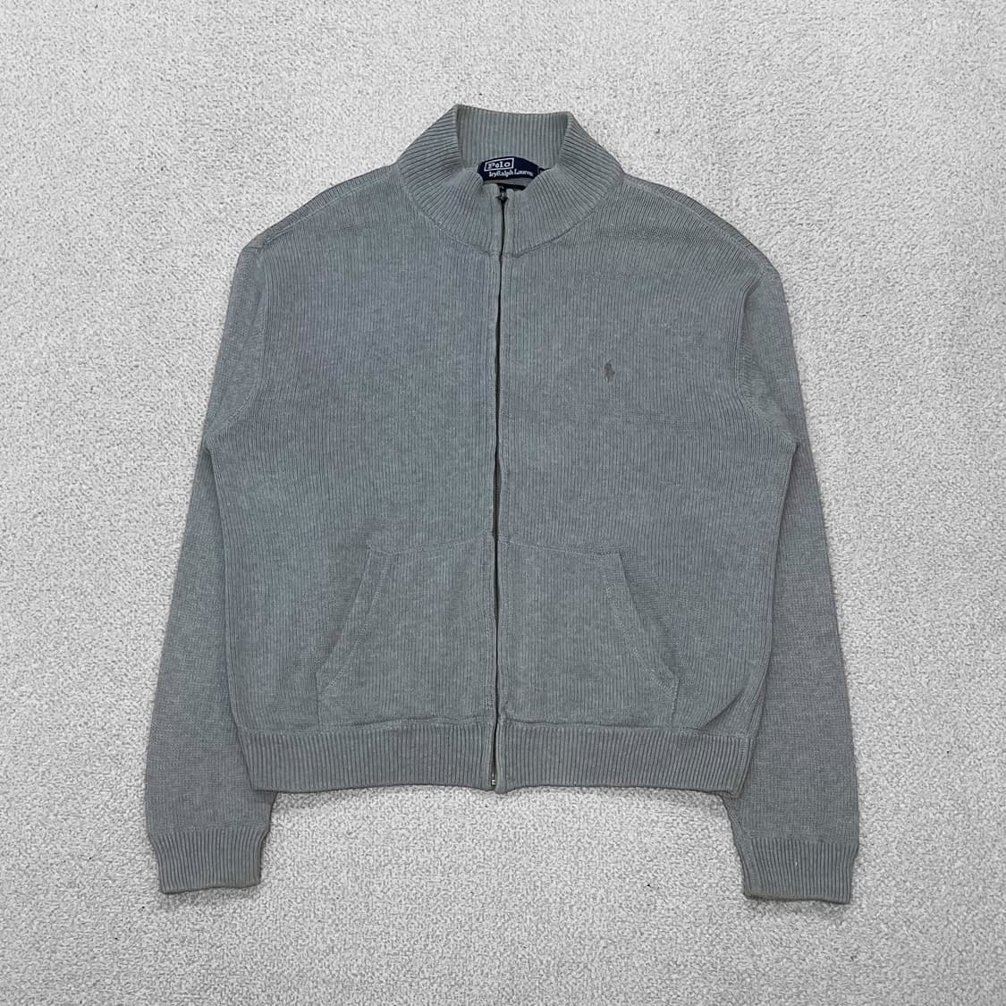 폴로 랄프로렌 포니 로고 코튼 니트 집업 그레이 상품이미지1