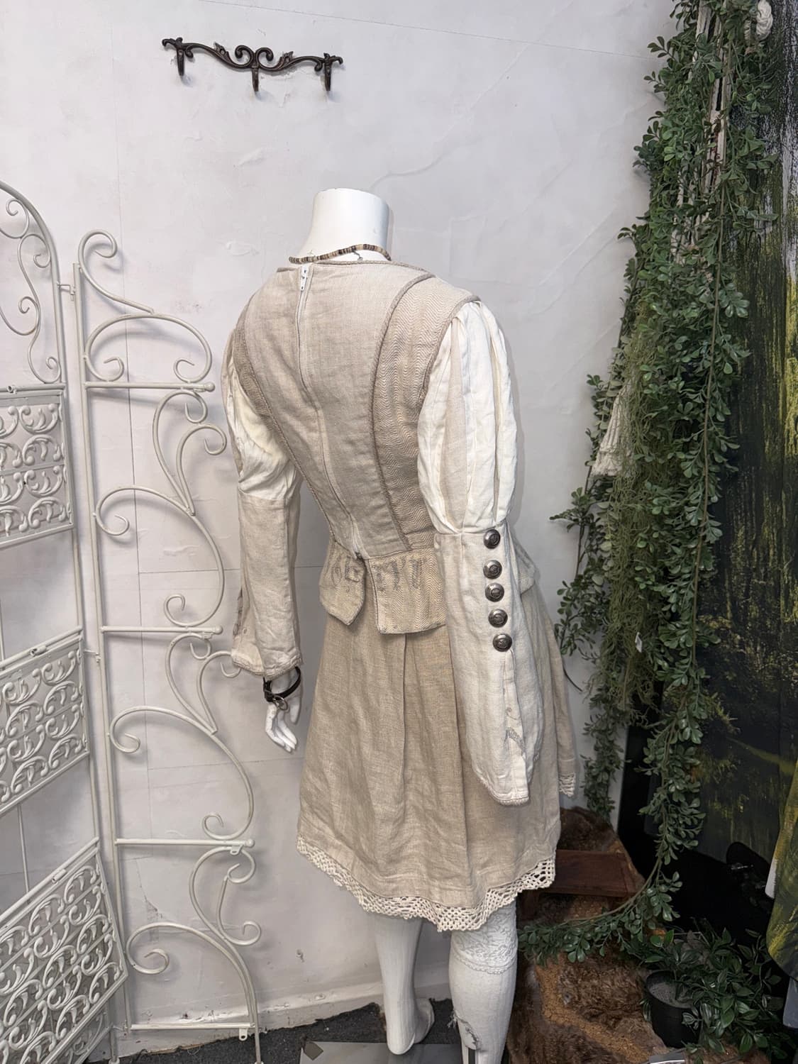 Beige linen double button corset blouse  상품이미지8