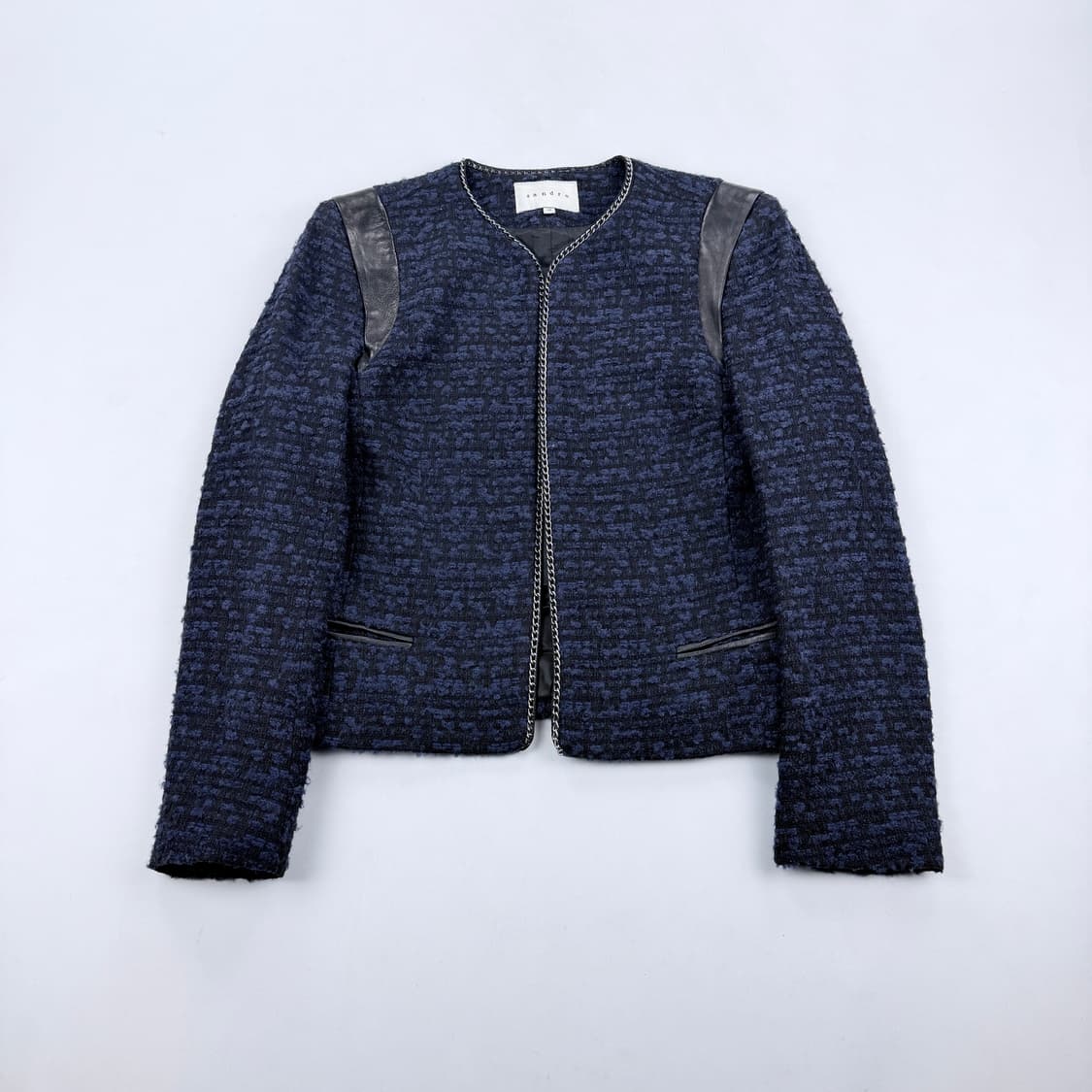 산드로 울 트위드 자켓 네이비 36 상품이미지1