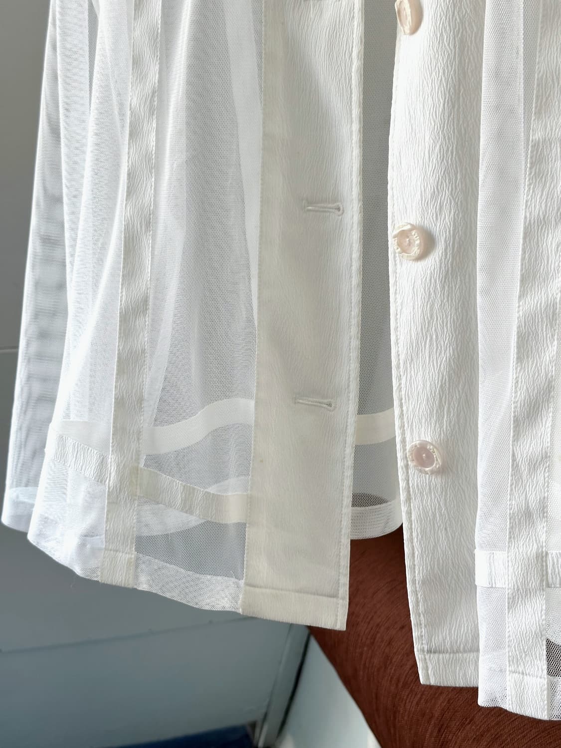 Sheer fabric design mesh blouse shirt 상품이미지3