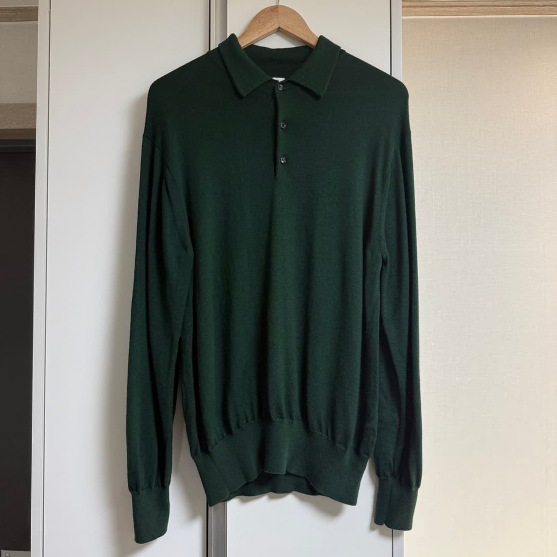 메이아스 meias 울 실크 폴로 니트 딥그린 L 상품이미지2