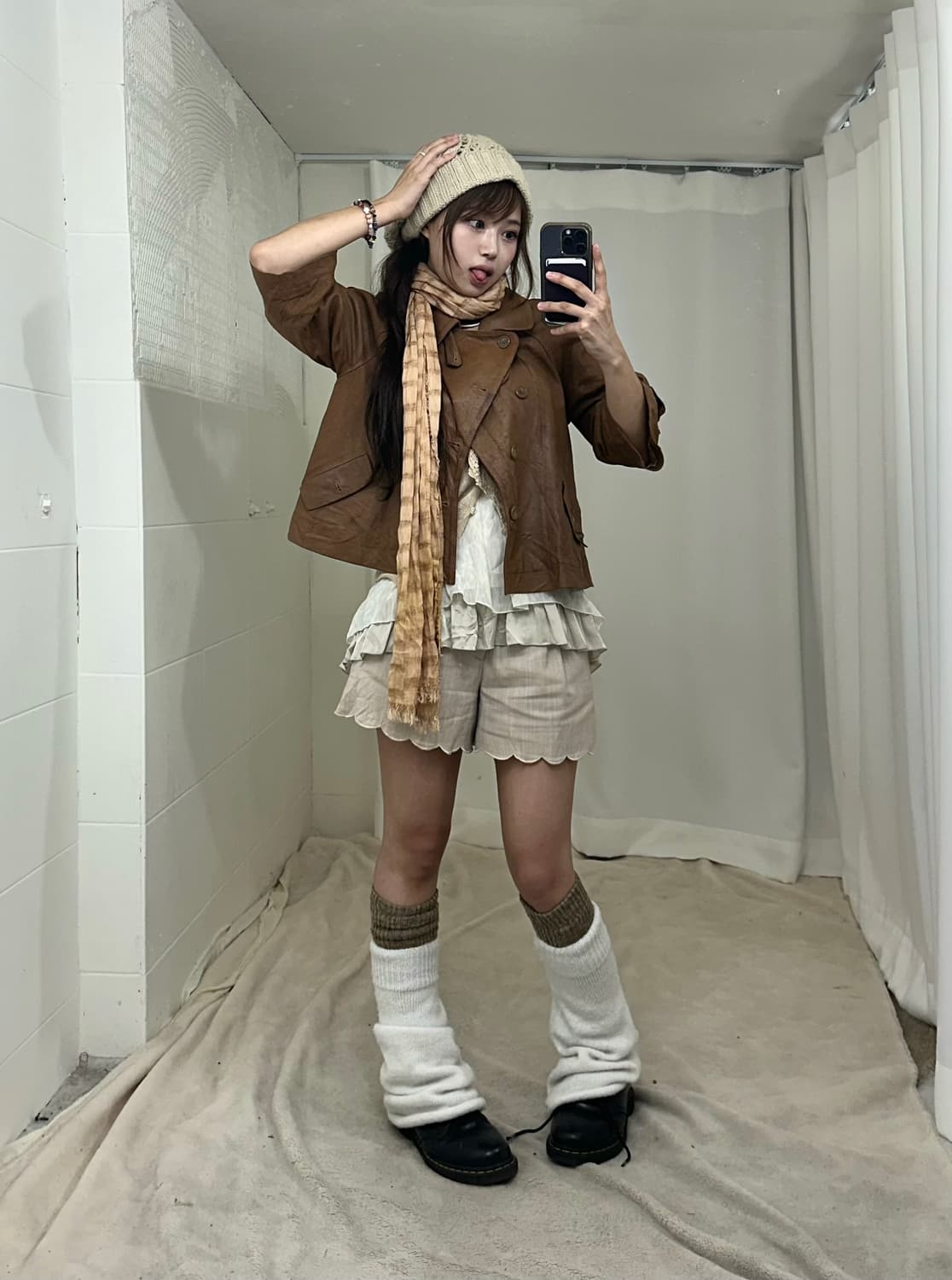 베이지 니혼진 갸루 코디세트 상품이미지1