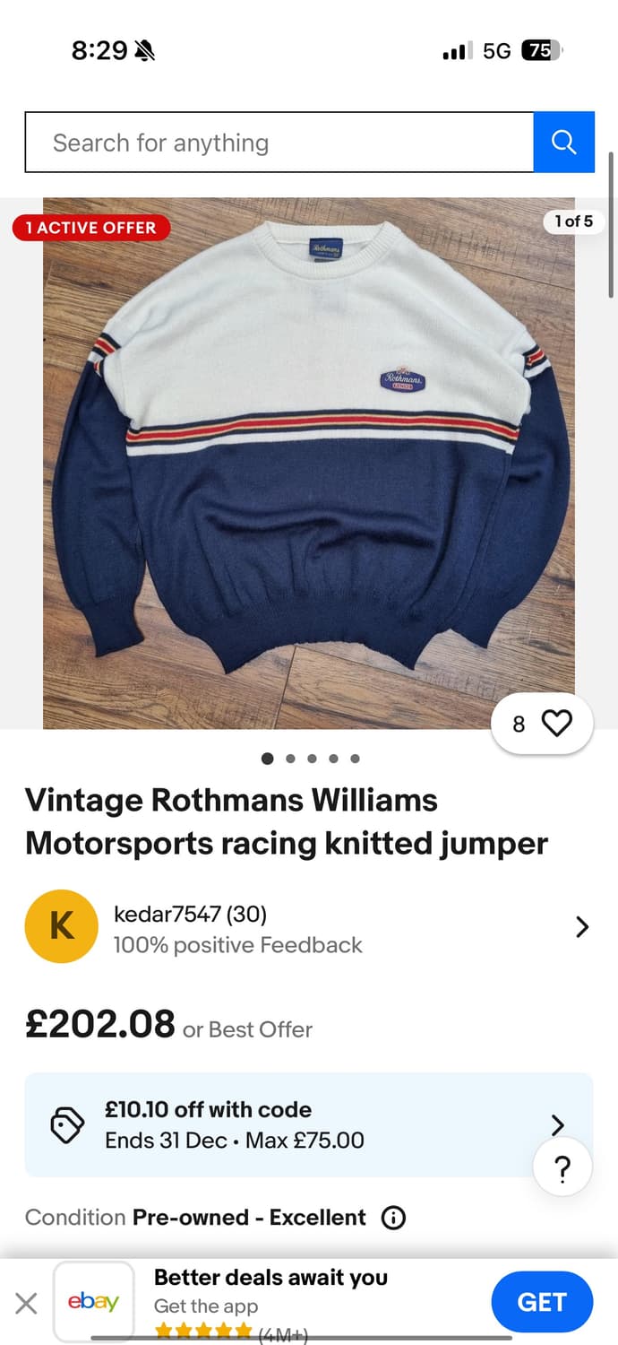 1980s Rothmans 혼다 레이싱 영국제 니트 상품이미지2