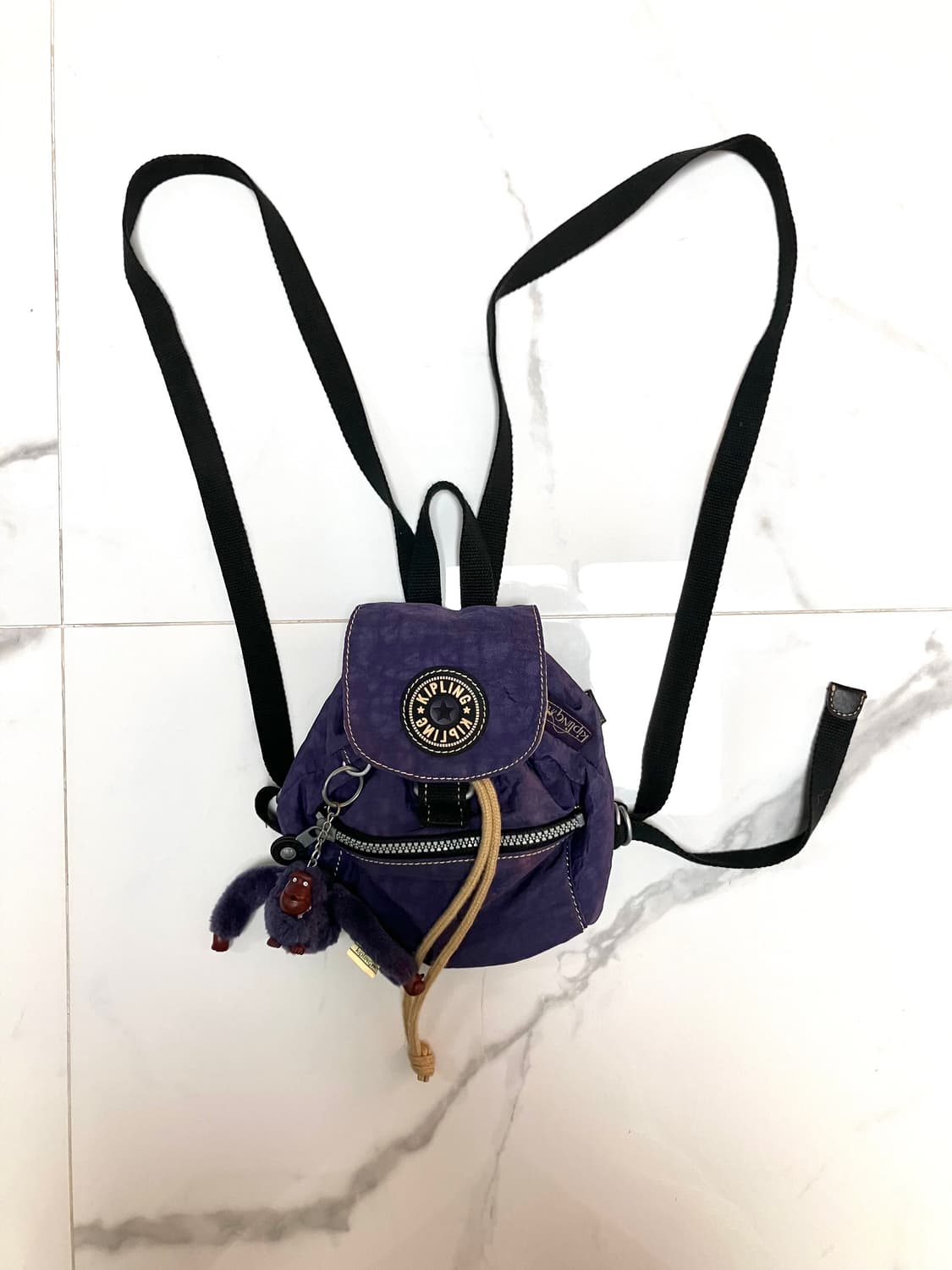 Y2K 희귀 키플링 마이크로 미니 복조리 백팩 퍼플 고릴라 키링포함 상품이미지1