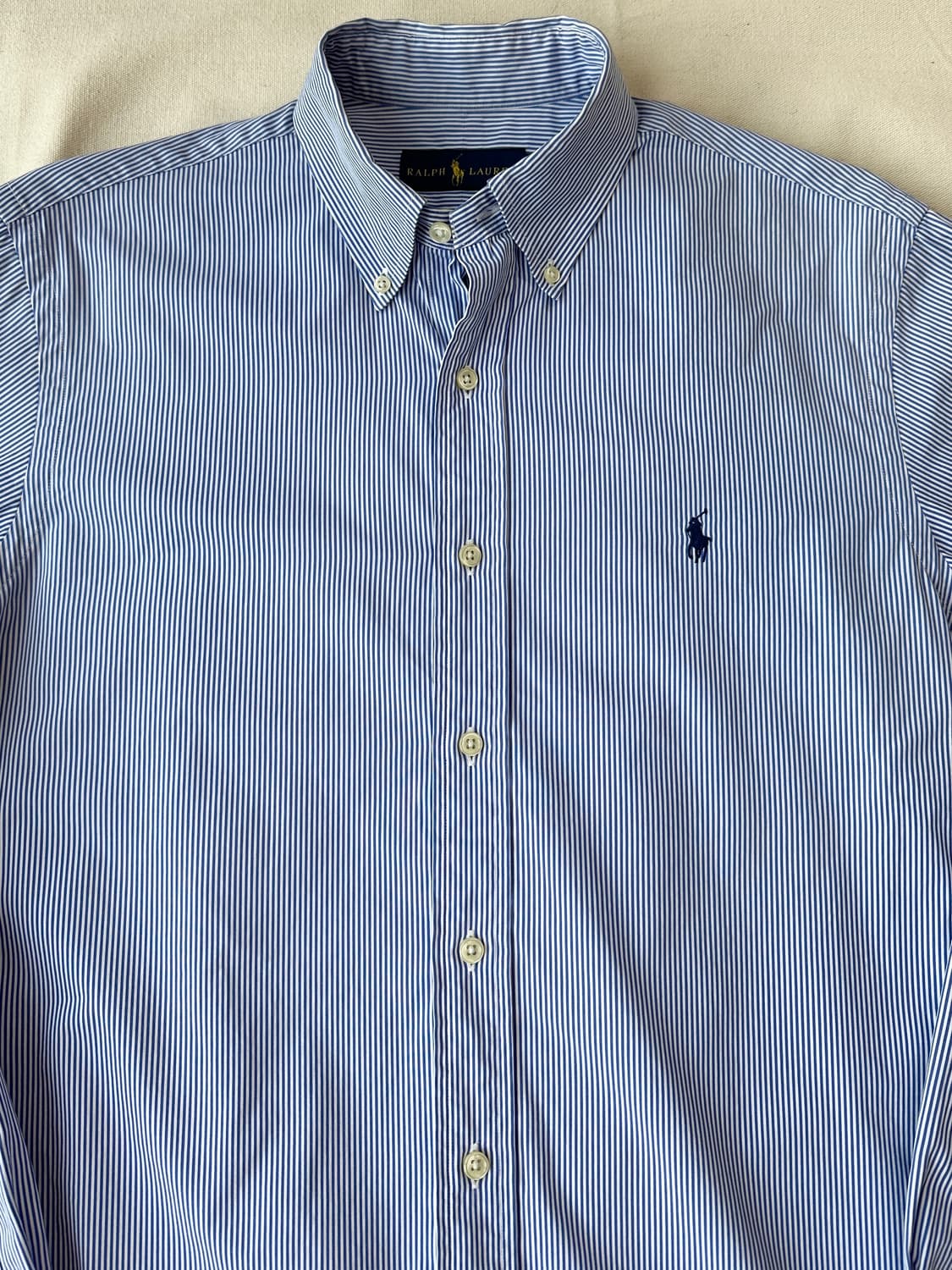 폴로 랄프로렌 블루 스트라이프 포플린 셔츠 클래식핏 M 상품이미지2