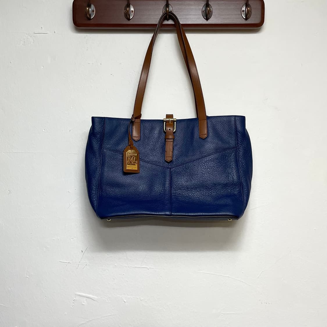 폴로 랄프로렌 소가죽 블루 토트백   상품이미지1