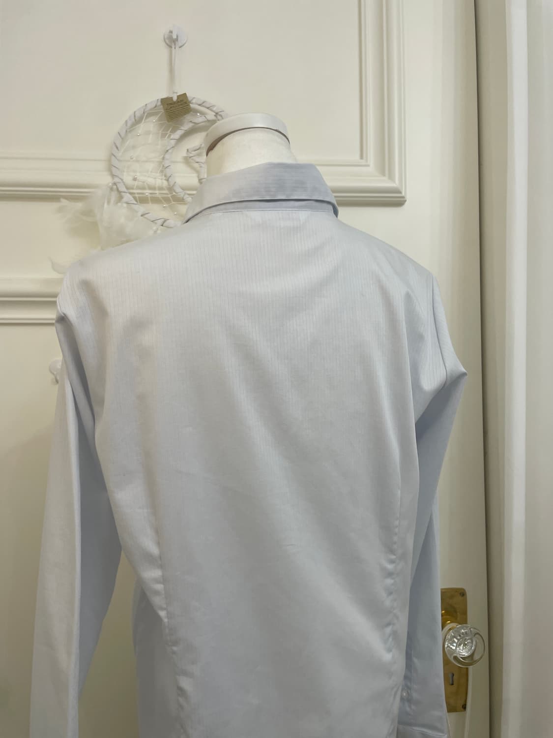 sky blue shirring basic long shirt 상품이미지4