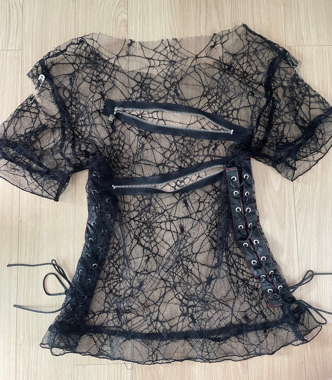 Madpunk spider skull zipper black lace 상품이미지1