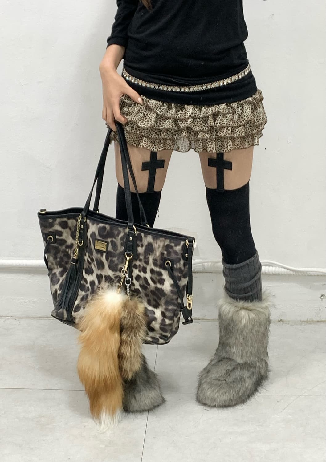 [CHU XXX] 오네갸루 레오파드 리본 원피스 상품이미지5