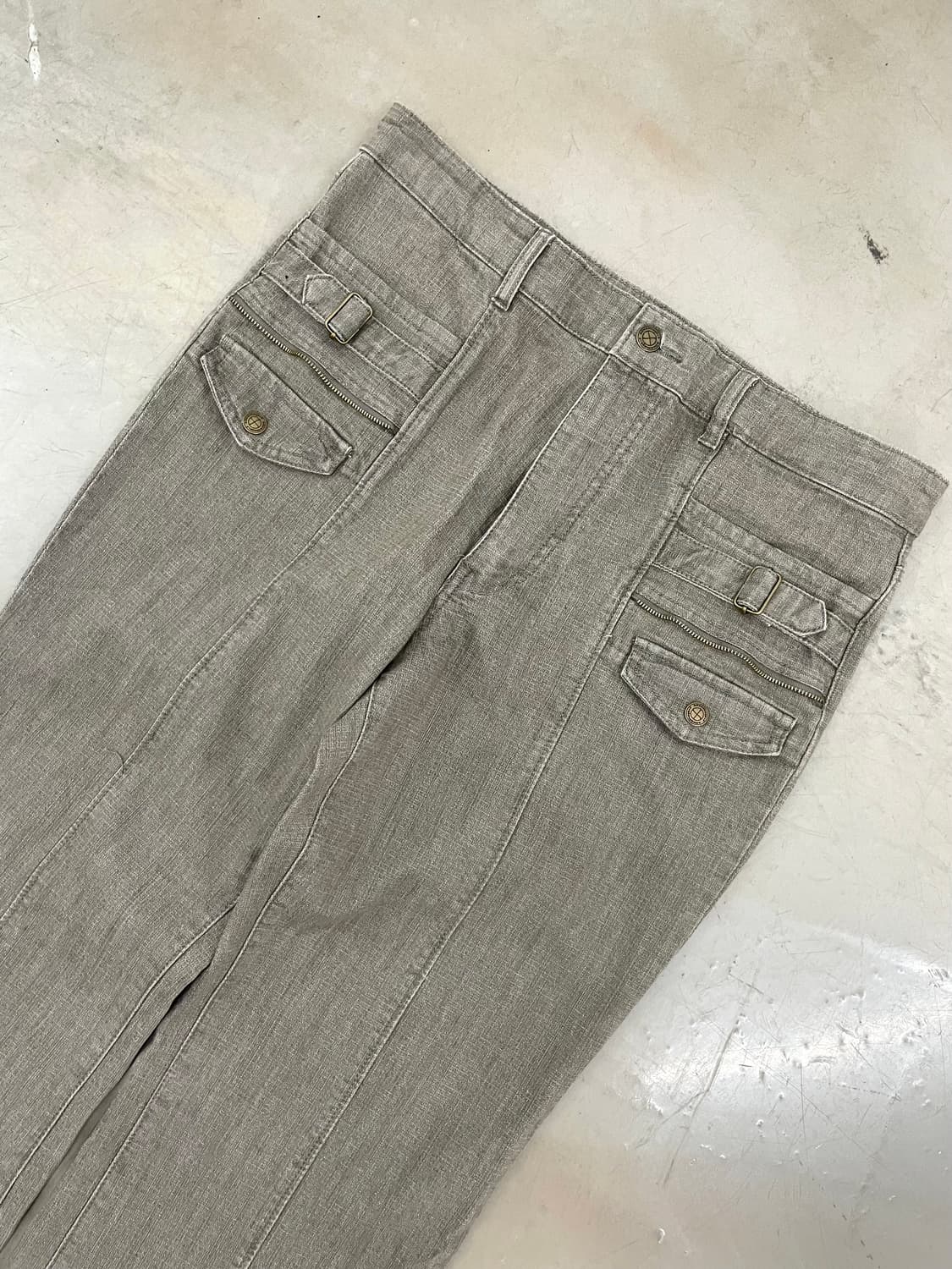 pocket Details belt beige boot-cut pants 상품이미지4