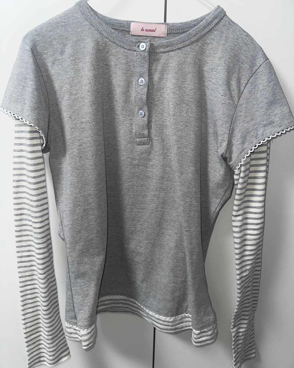 로액슈얼 스트라이프 레이어드 롱슬리브 상품이미지2