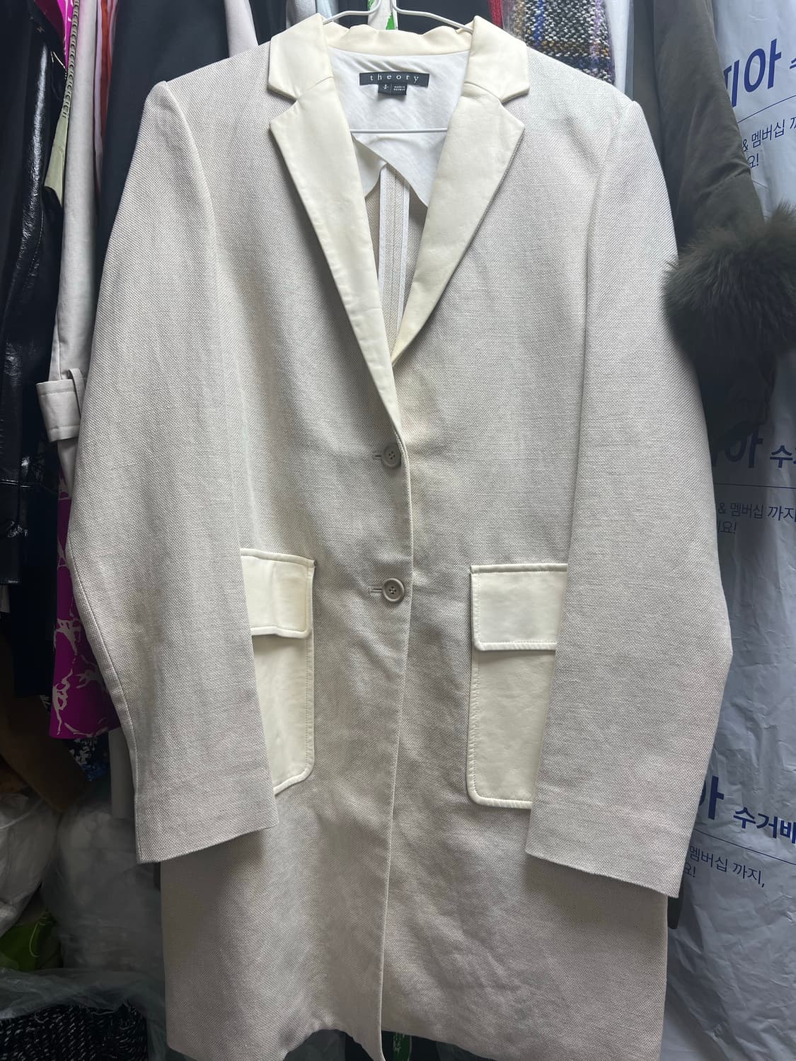 띠어리 LAGATA 양가죽 린넨 코트 상품이미지2