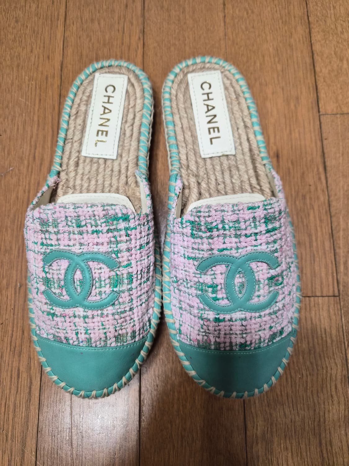 (정품) 샤넬 CC로고 트위드 에스파듀 37사이즈 (명품 여자 슬리퍼 샌 상품이미지1