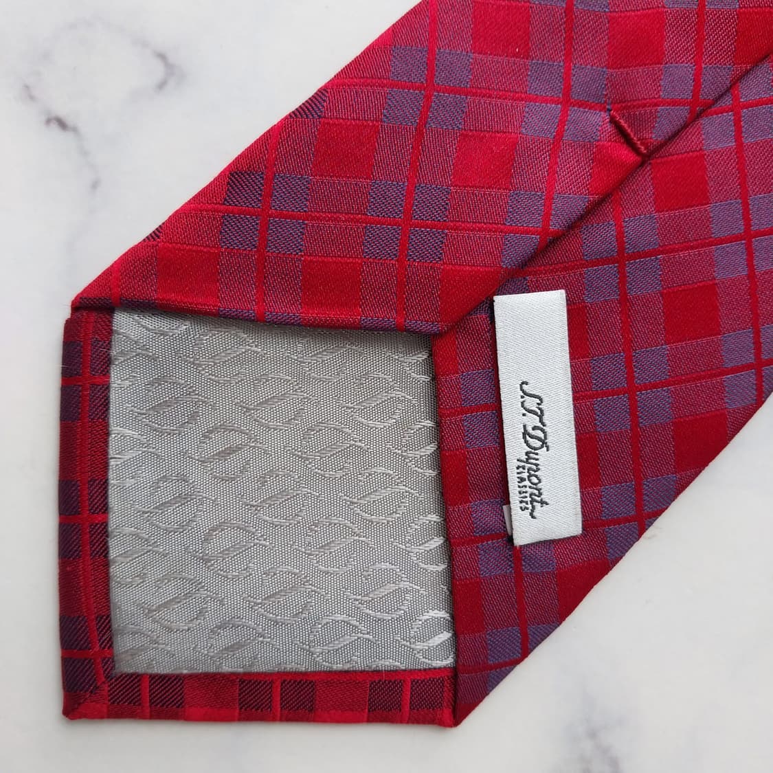 에스.티. 듀퐁 실크 체크 패턴 넥타이 8.1cm A+~A등급 K2335 상품이미지7