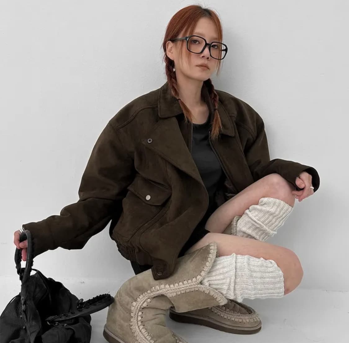 [새상품] 블랙업 아바니 스웨이드 점퍼 다크브라운 상품이미지4