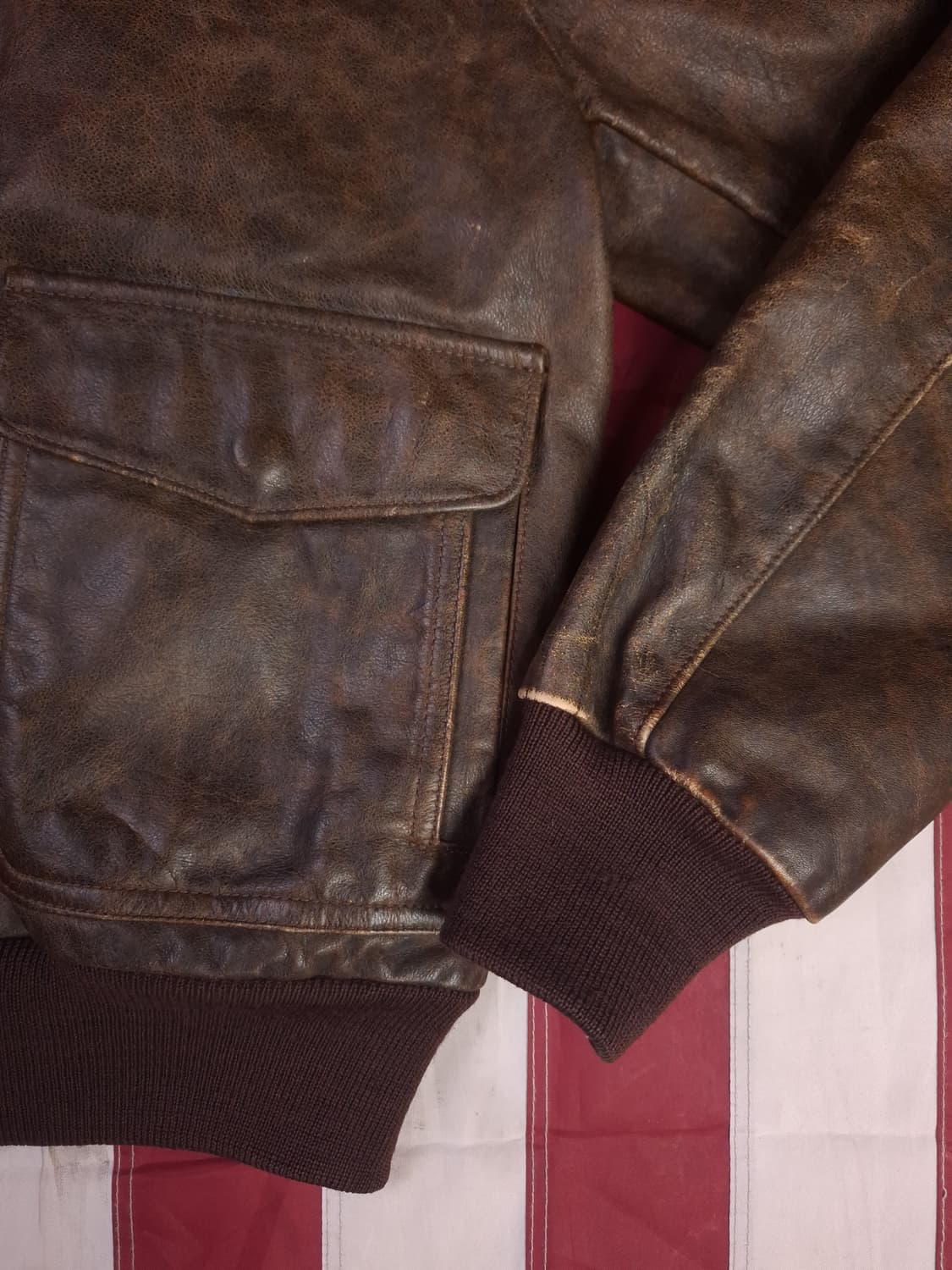 90's 미국제조 리얼레더 A-2 항공자켓 상품이미지5