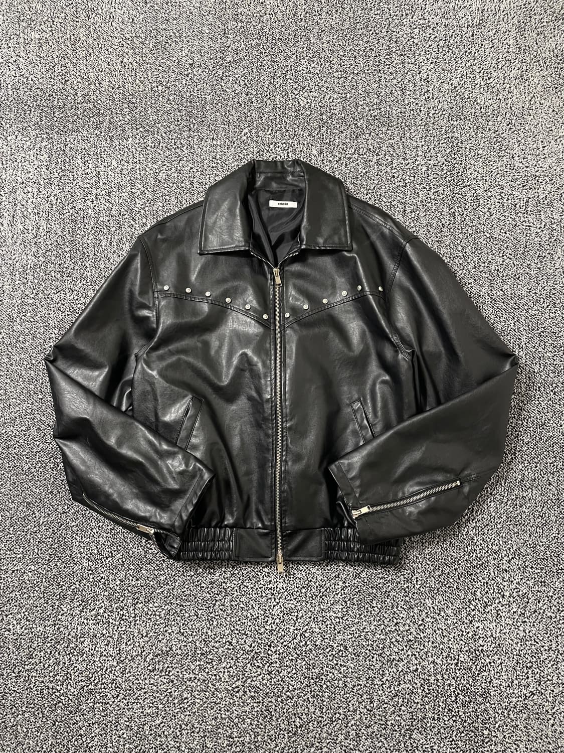 빈티지9. HENDER 가죽자켓 버튼 포인트 레더 라이더 상품이미지1