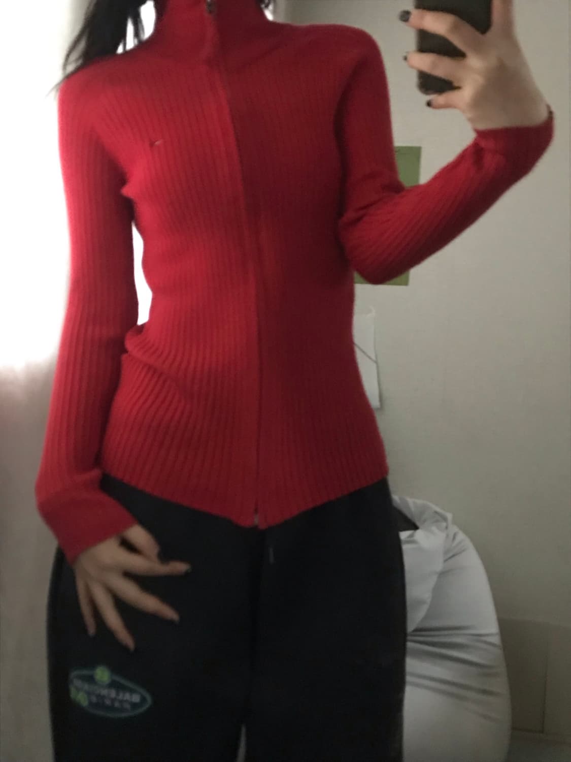 타미힐피거 레드 딱붙핏 니트집업 상품이미지2