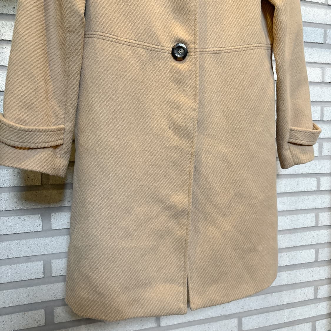 JPN VINTAGE 노카라 트윌 싱글코트 A라인 백스트랩 디테일 크림 상품이미지5