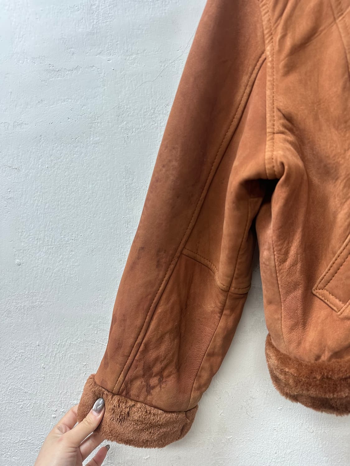 일본빈티지 Scoop 브라운 더플 토글 버튼 후드 무스탕 코트 상품이미지3