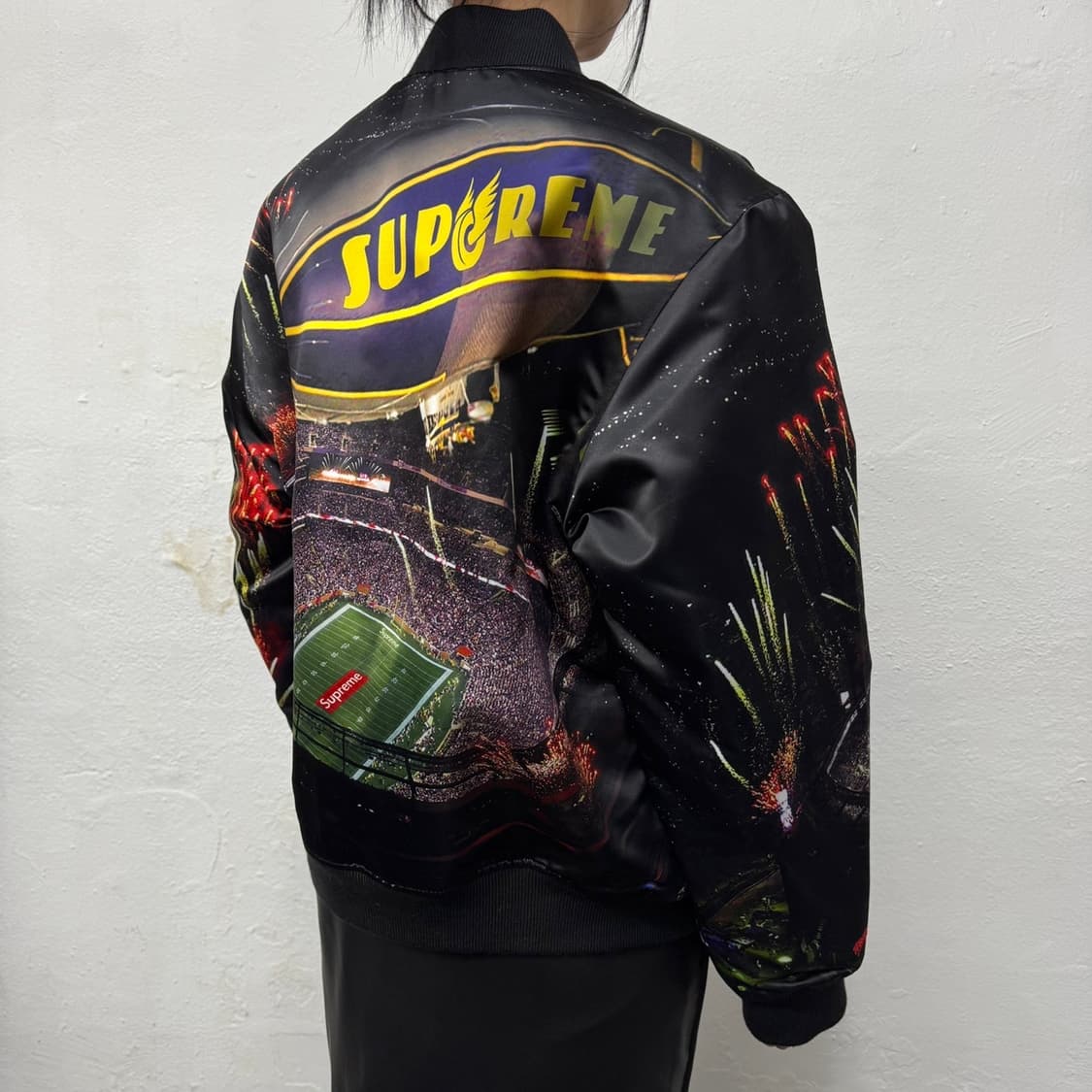 슈프림 22ss week15 미챌 앤 네스 스타디움 사틴 바시티 자켓 상품이미지2