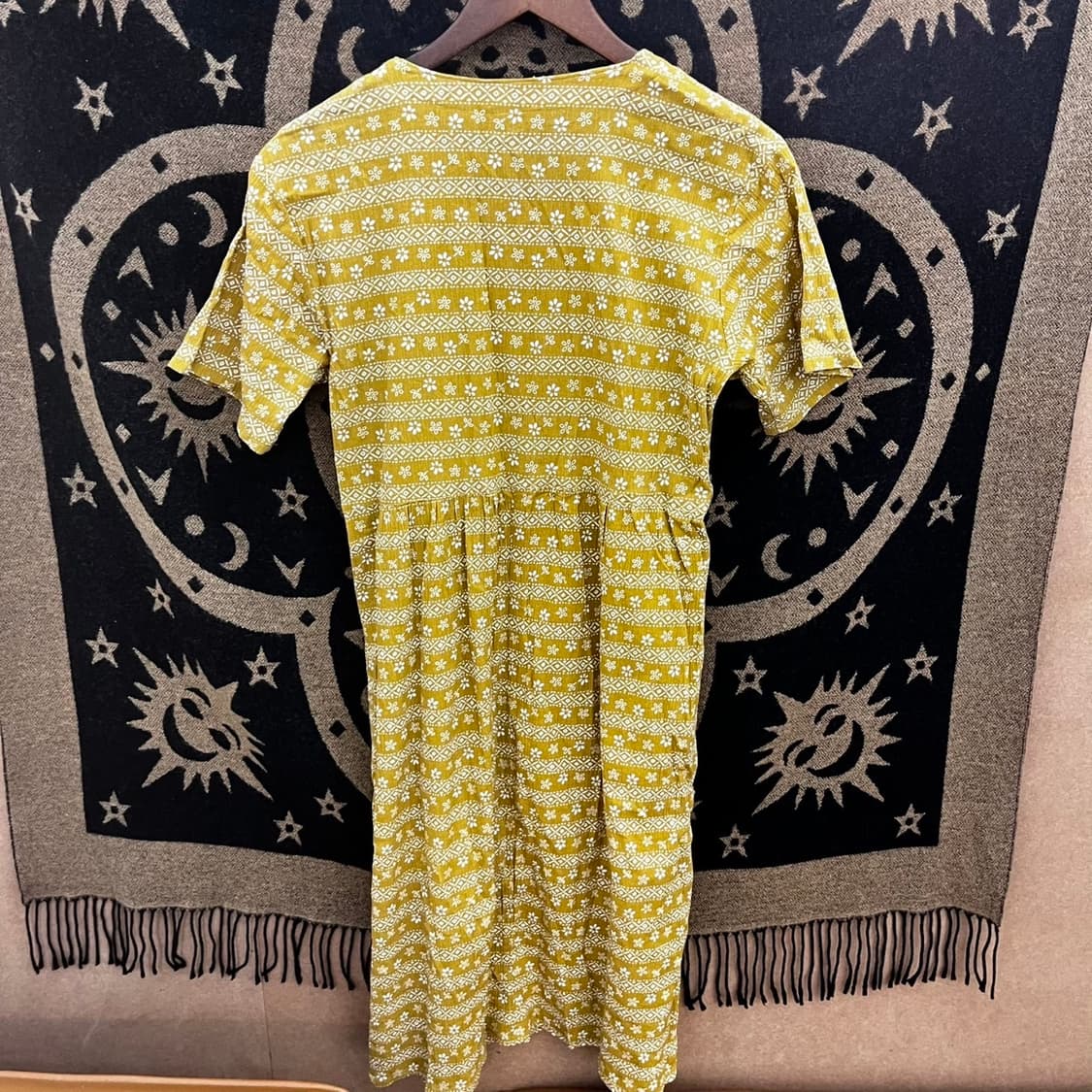 빈티지 오리엔탈 에스닉 스프링 잔꽃 패턴 반팔 롱원피스 K0122 상품이미지4