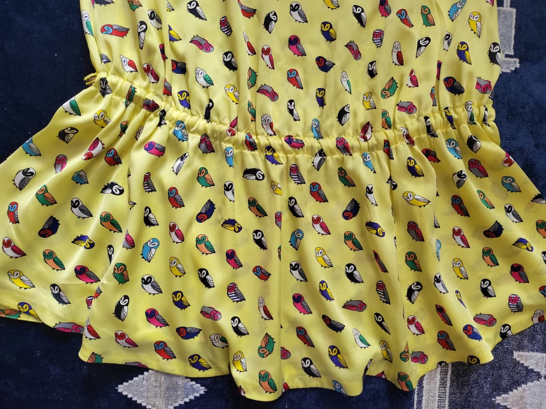 럭키슈에뜨 부엉이 패턴 로우 웨이스트 원피스 상품이미지3