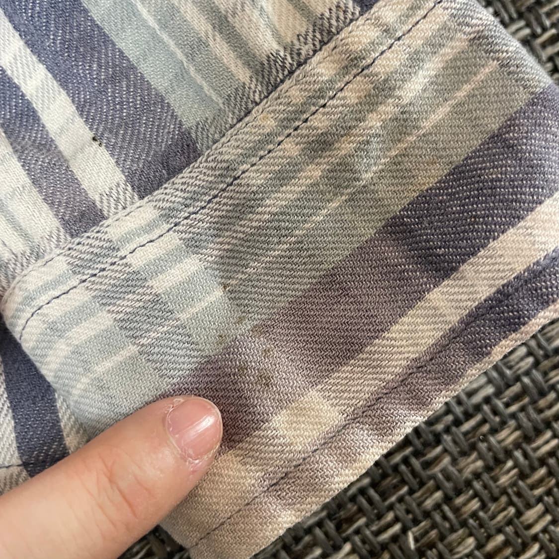 폴로진스컴퍼니 미니로고 블루 그레이 체크무늬 플란넬 셔츠 M 상품이미지5