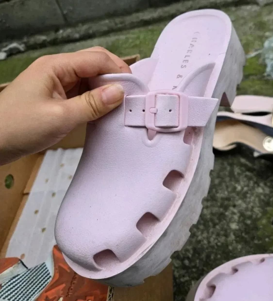 찰스앤키스 핑크 통굽 슬리퍼 키높이 신발 37 [235] 상품이미지2