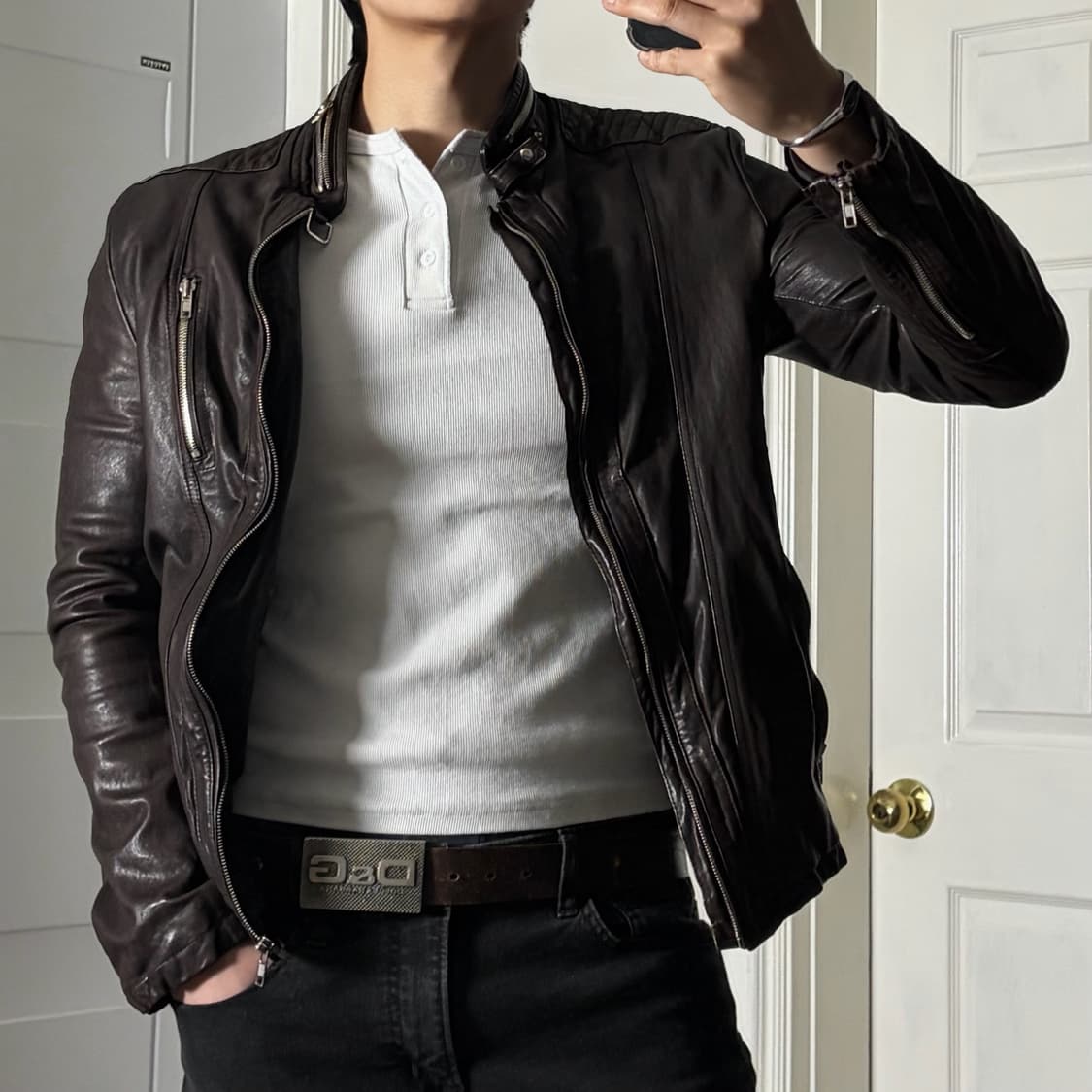 1st avenue 브라운 레더 자켓 상품이미지5