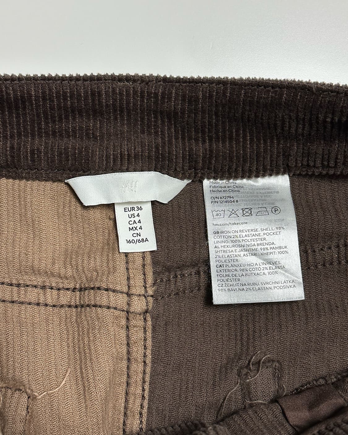 H&M 코듀로이 절개 스커트 상품이미지3