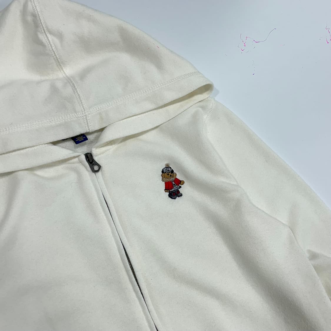 Polo 폴로 베어로고 아이보리 후드집업 상품이미지4