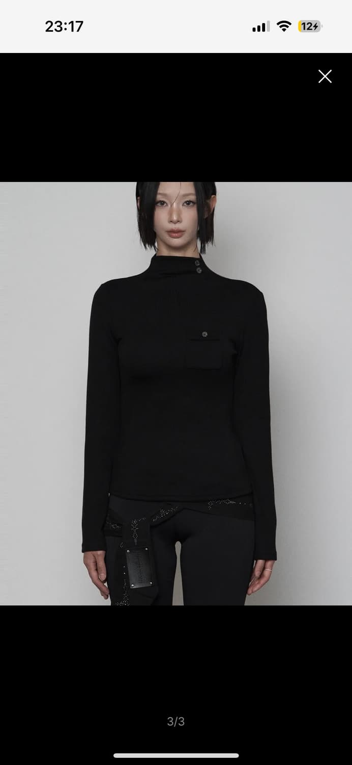 에트오소메 Pocket Half-turtleneck Button Long 상품이미지1