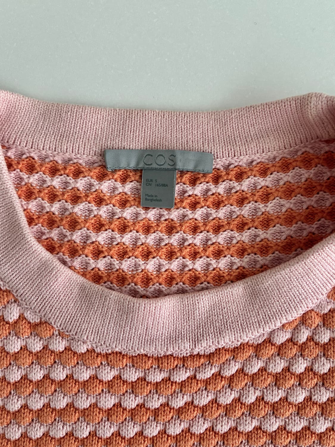 S) 코스 COS 반팔 코튼 니트 오렌지 핑크 상품이미지4