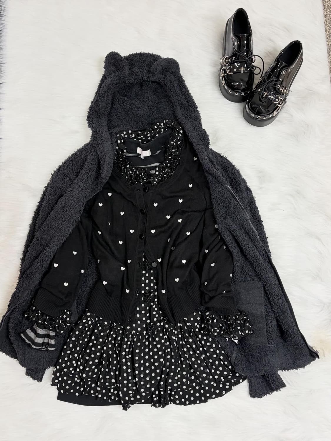 키치 곰돌이 후집 & 공겜여주 도트 믹스코디🎵🖤 상품이미지3