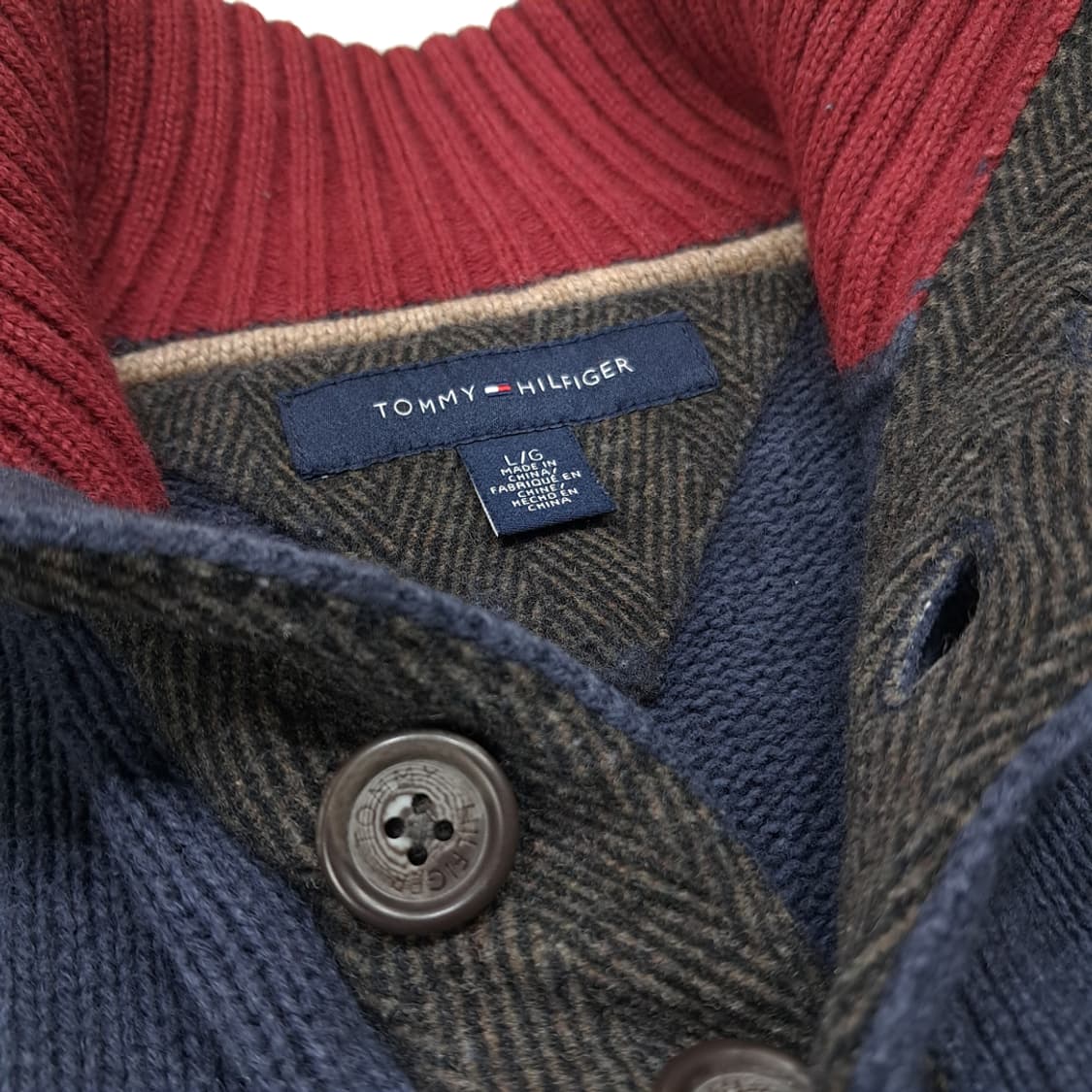 CL047 L 타미힐피거 코튼/아크릴/울 혼방 유틸리티 하이넥 하프버튼 상품이미지5