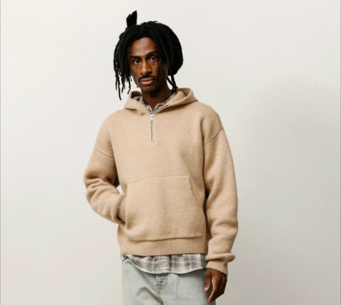 스투시 쿼터 집업 니트 후드 L 상품이미지1